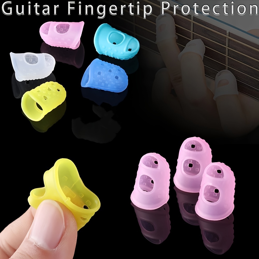 Guitar Fingertip Protectors 10 PCS Silicone Finger Guards 5 Sizes