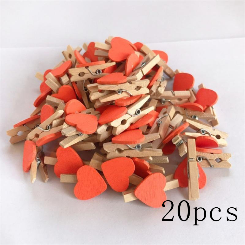 50 Unids/lote Clips Corazón Rojo Ropa Madera Amor Pin - Temu