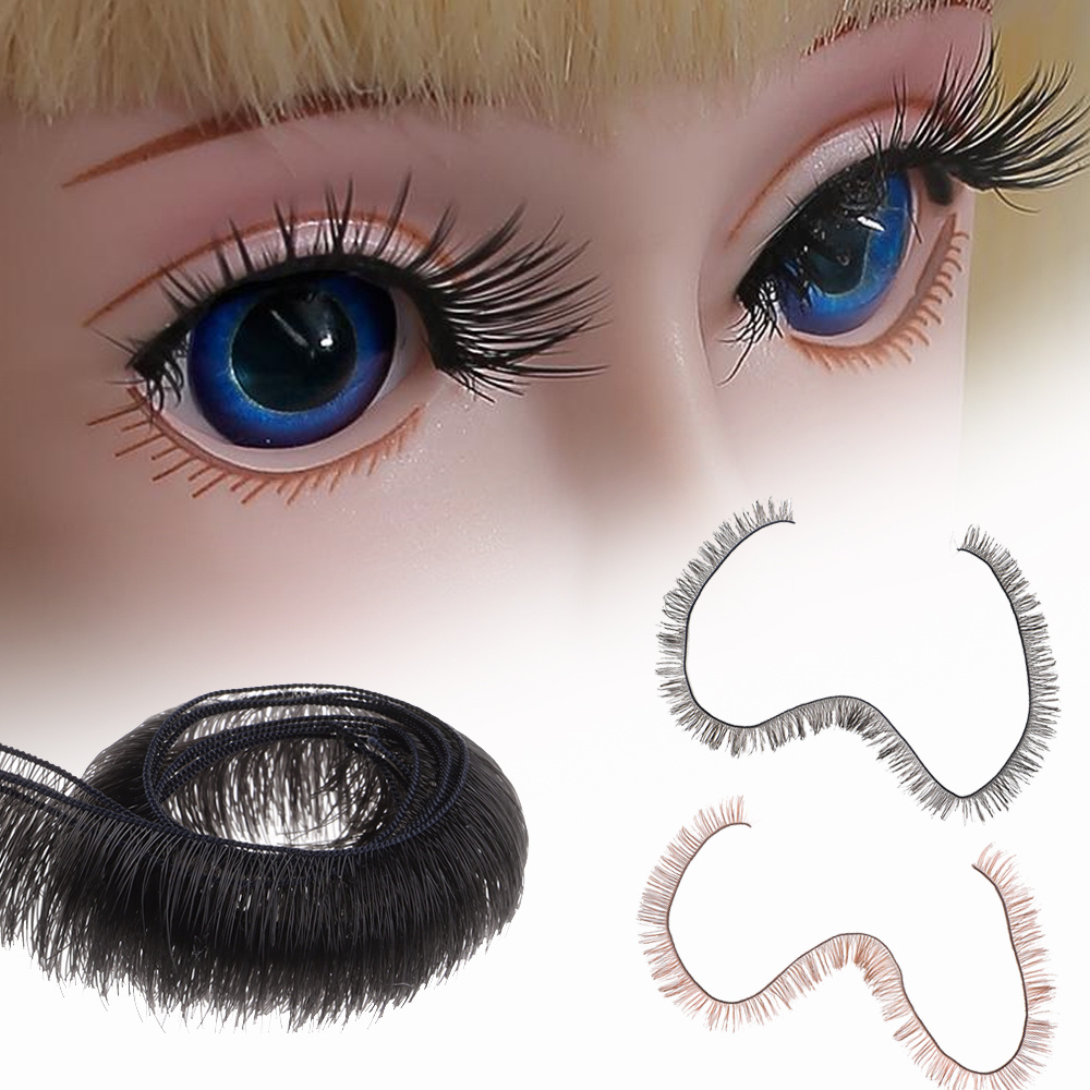 Doll Doll Eyelashes Strips False Eyelashes Plastic Craft Doll Eyelashes  Dolls Eye Make Up Accessories (Black+Brown) Doll Doll