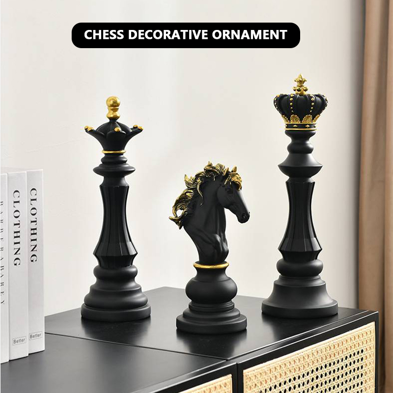  UGPLM 3 Resin Chess Pieces Board Chess Statue Decor