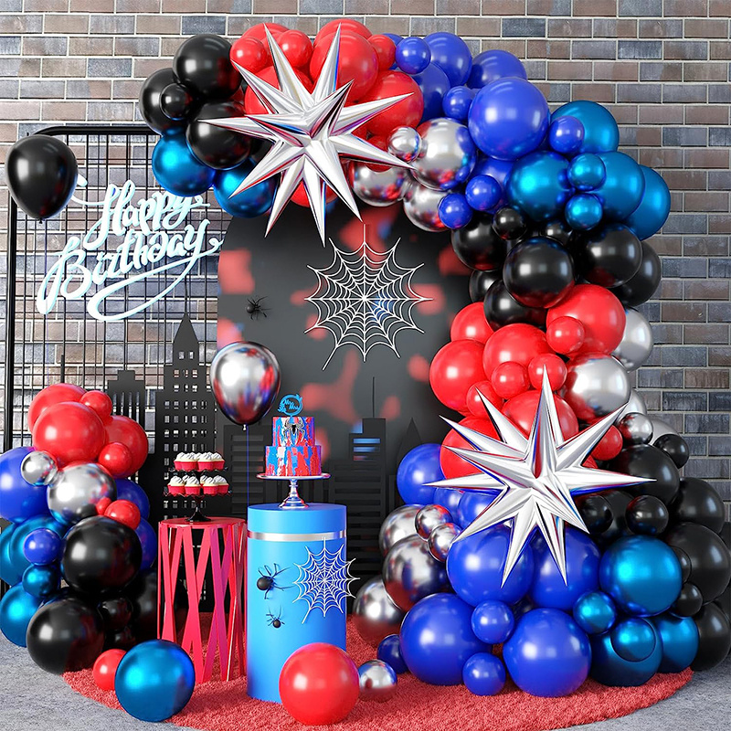 134Pcs palloncini a tema eroe arco cromato metallizzato argento blu viola  palloncino Globos per Baby Shower Hero Birthday Party Decor