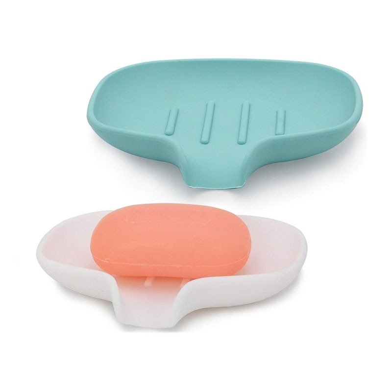 3 Pack Silicone Soap Dish with Drain, Bar Soap Holder for Shower/Bathroom,  Self Draining Waterfall Soap Tray/Saver for Kitchen, Keep Soap Dry, Easy to