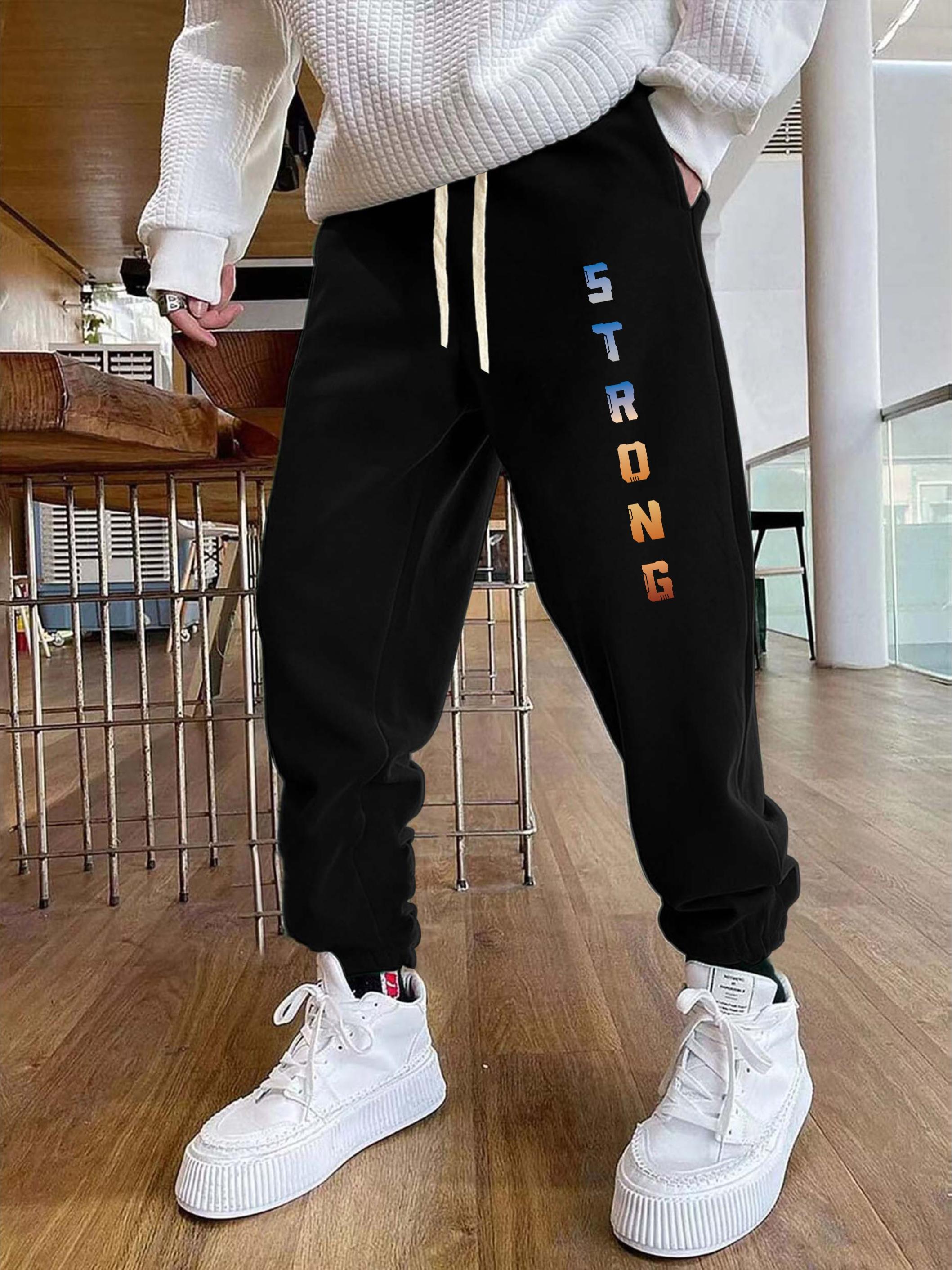 strong Print Joggers Men's Casual Loose Fit Street Style - Temu Canada