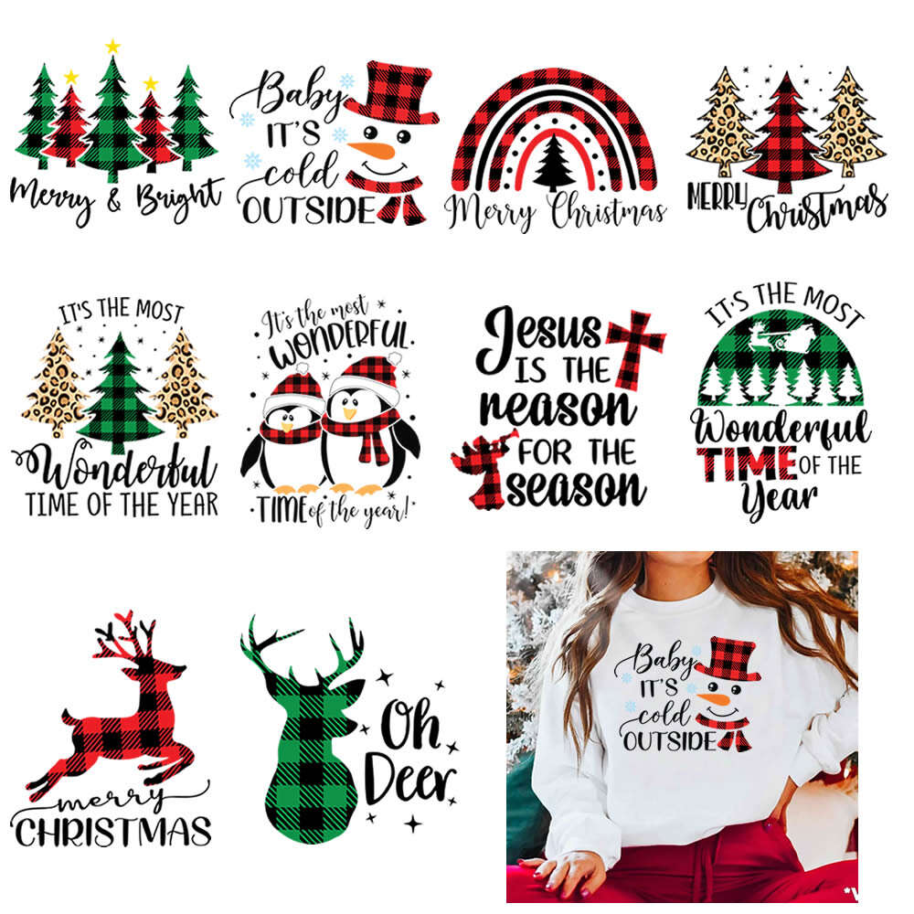 5 Sheets Christmas Iron on Transfers English Letters Iron on Decals Patches  Heat Transfers Vinyl Xmas Dtf Transfers Ready to Press Heat Transfer