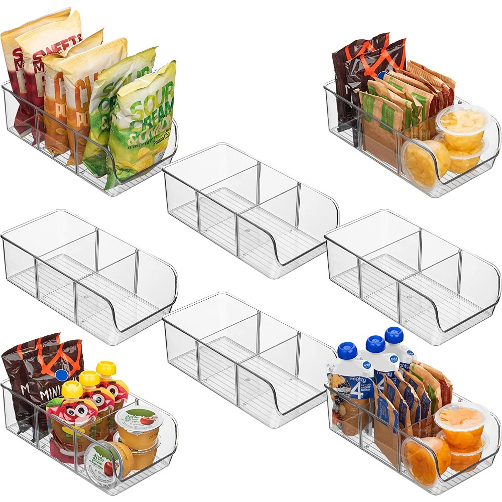  ELTOW 4 Pack Snack Organizer for Pantry, 3 Compartment Plastic Pantry  Organizer Bins with Removable Dividers, Chip Organizer for Pantry, Food  Packets, Spices, Condiments, Fridge, Cabinet, Kitchen: Home & Kitchen