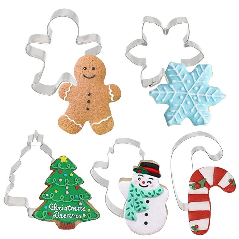  Flycalf Christmas Cookie Cutters Set 5PC Kitchen Baking Holiday  Biscuits Molds Seasonal Pastry Mold 3.5 Bell Sonwman Gingerbread Candy Baking  Supplies: Home & Kitchen