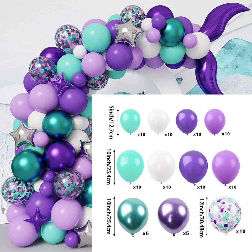 Purple Fish Tail Balloon Chain Arch Set Birthday Party - Temu