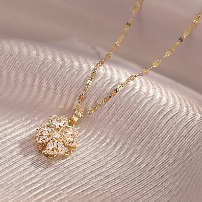 18K Gold Plated Necklaces Luxury Designer Necklace Flowers Four