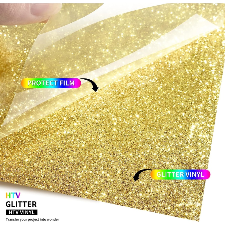 Golden Glitter Htv Thermal Transfer Vinyl Roll Vinyl Iron - Temu