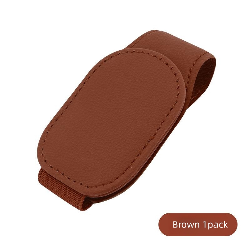 Car Sunglasses Holder Clip Magnetic Leather Sun Visor Organizer