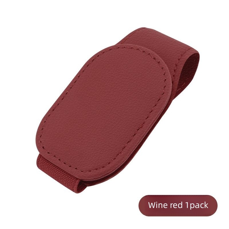 Car Sunglasses Holder Clip Magnetic Leather Sun Visor Organizer