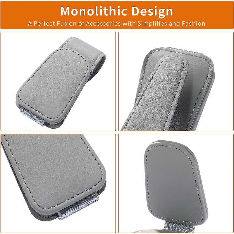 Car Sunglasses Holder Clip Magnetic Leather Sun Visor Organizer