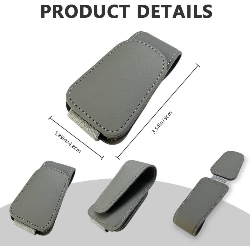Car Sunglasses Holder Clip Magnetic Leather Sun Visor Organizer