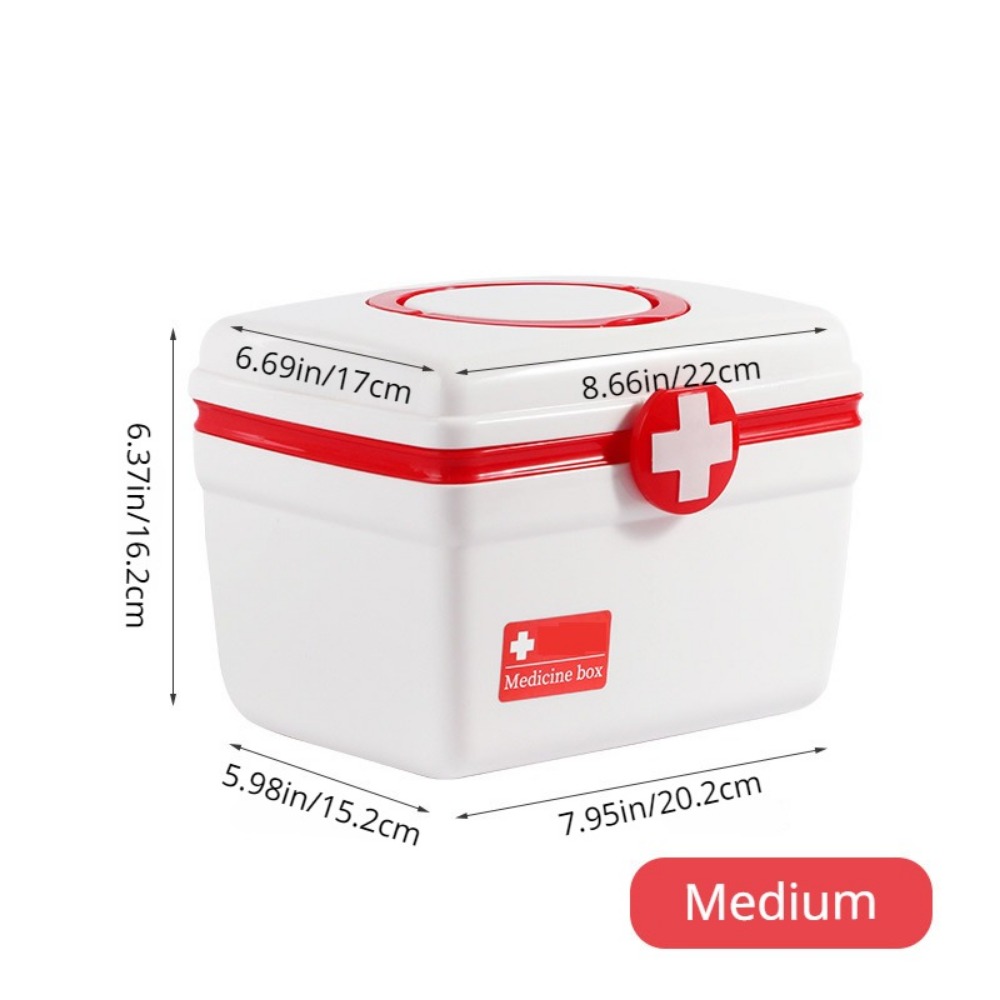 Caja médica, caja de primeros auxilios con mango portátil, kit de  emergencia familiar, bandeja desmontable, almacenamiento de 2 capas, caja  de tapa