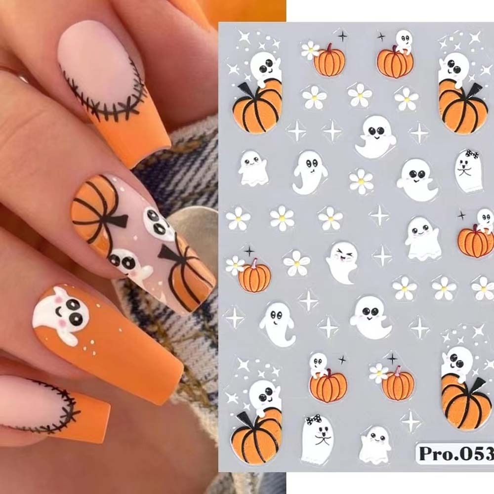  6Sheets Halloween Nail Stickers for Nail Art 5D Halloween Nail  Decals Horror Skull Ghost Blood Pumpkin Star Moon Heart Nail Art Designs Nail  Sticker for Women Manicure Decoration Accessories New Craft 