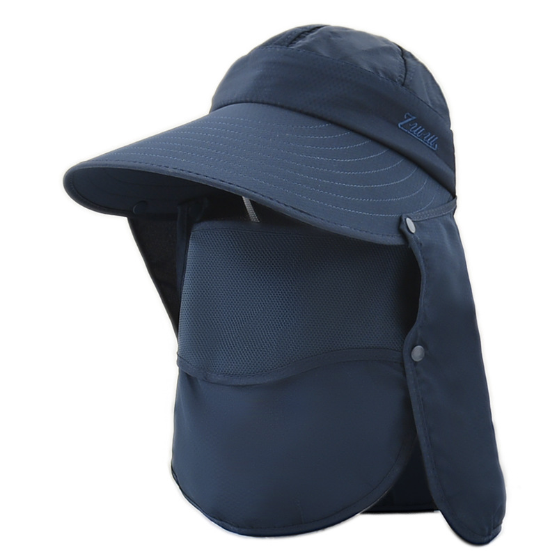 Sombrero de pesca de ala ancha, gorra de sol con solapa para el cuello y  máscara facial, sombrero de protección solar UPF 50, sombrero de playa