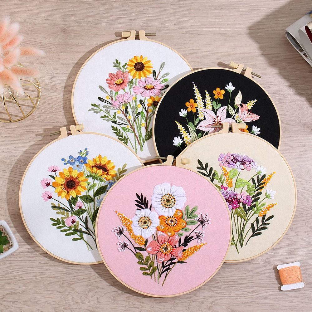 DIY Flower Embroidery Kit for Beginner Cross Stitch Set Needlework