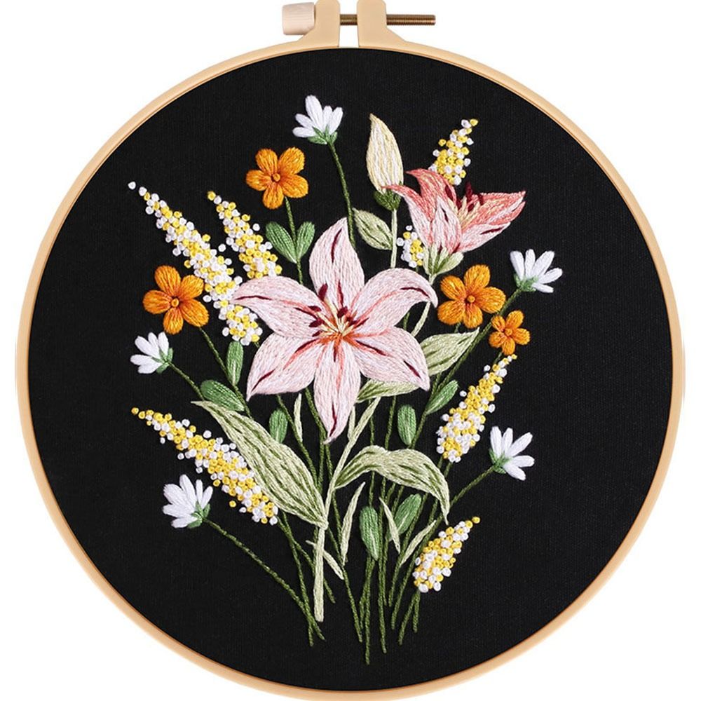 Beginner Embroidery Stitch Practice Kit Cross Stitch For Beginners Flowers  Needle Crafts Embroidery Hoop Handwork Needlework
