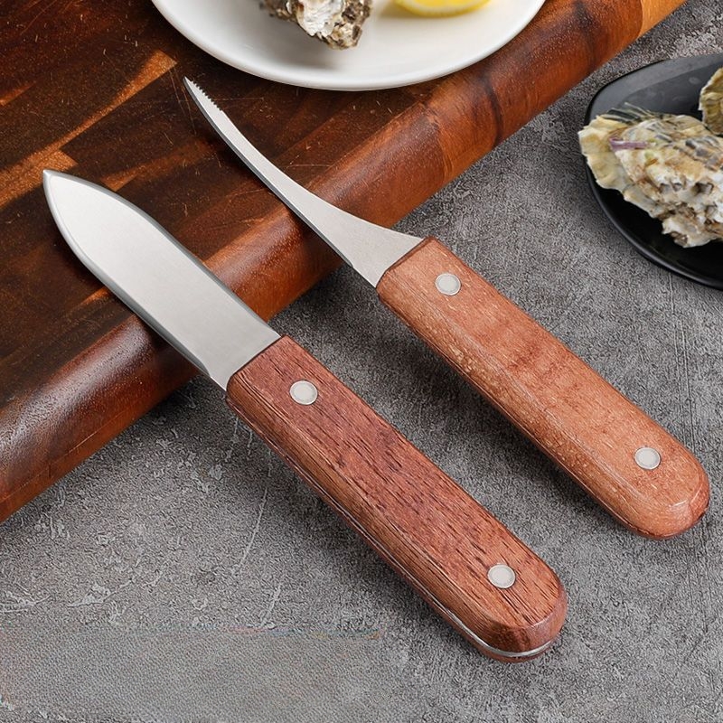 2pcs Couteau à huîtres en bois Couteau à huîtres Couteau à huîtres