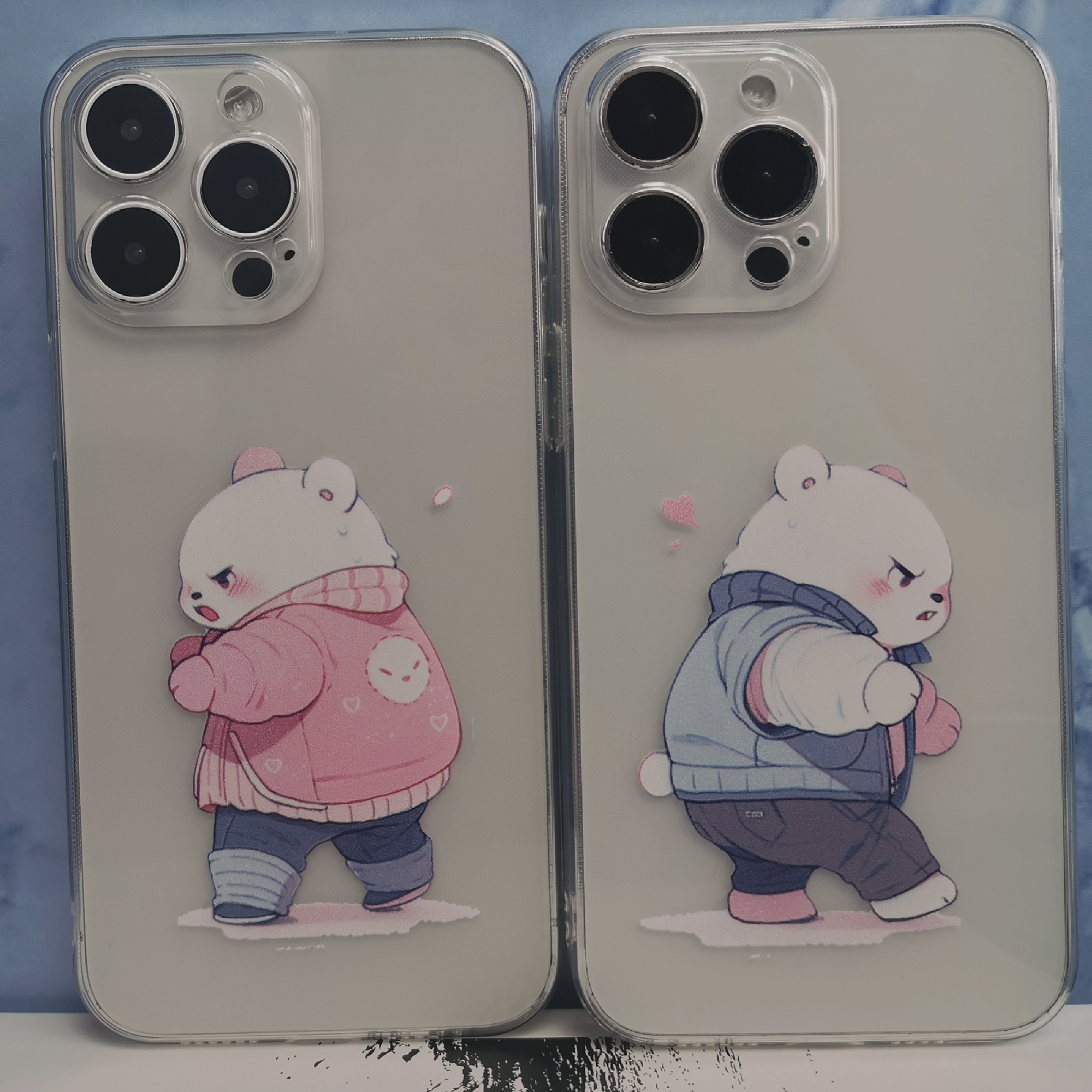 Cute Couple Bear Pattern Clear Phone Case Best Fall Temu