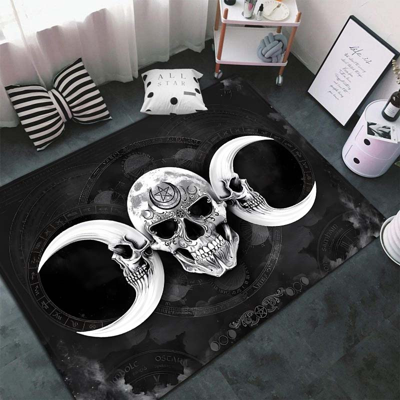 1 Pieza Alfombras Área Halloween Damasco Calavera Gótica - Temu