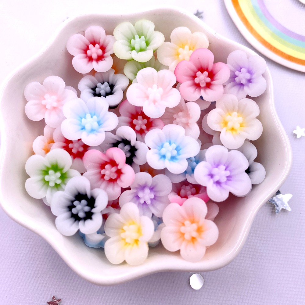 Resin 3d Colorful Mini Flower Gems Flatback Figurines - Temu