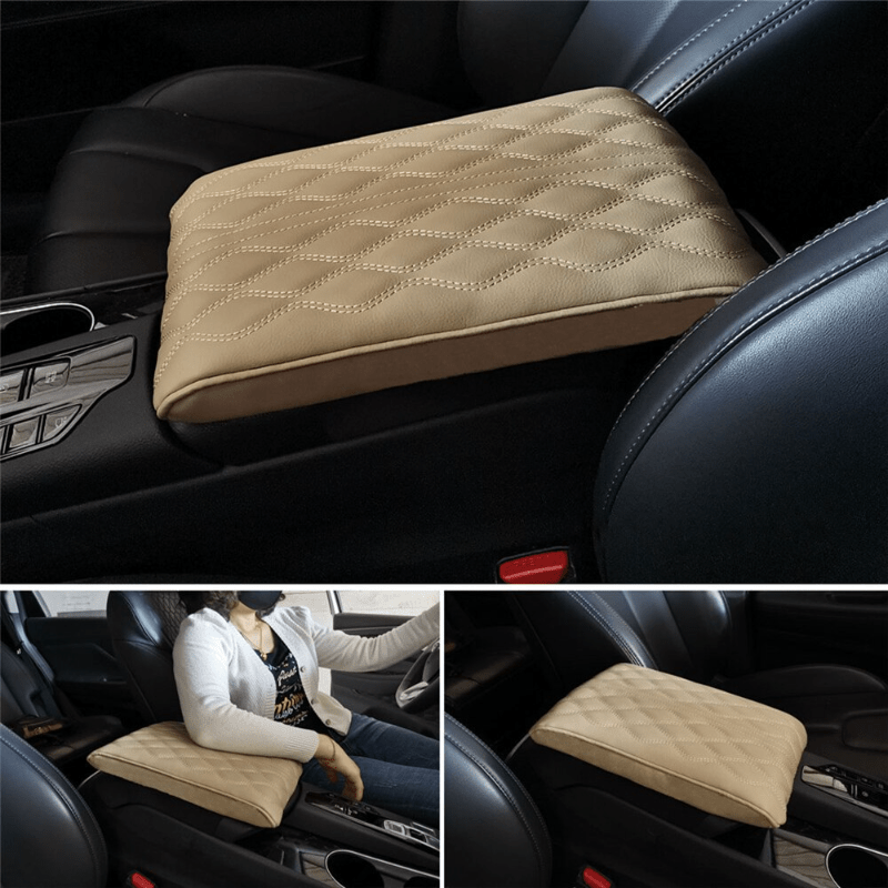 Universal Car Armrest Box Pad 5cm PU Leather Memory Foam Car