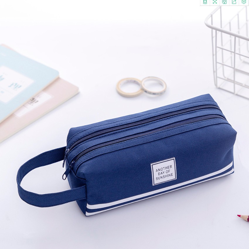 Fabric Pencil Box Stationery, Pencil Case Double Layer