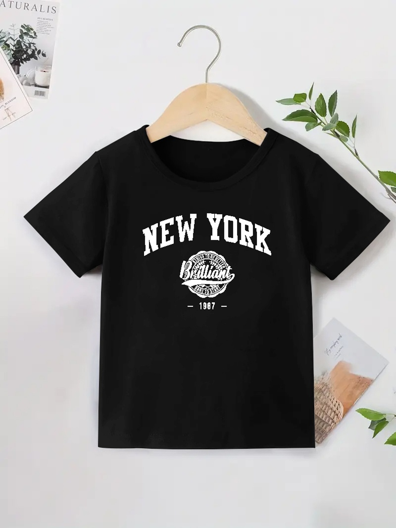 Printed Top - Black/New York - Kids