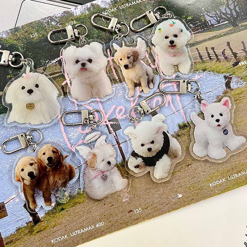 Y2k Style Cute Dog Keychain Retro Acrylic Puppy Pendant For - Temu