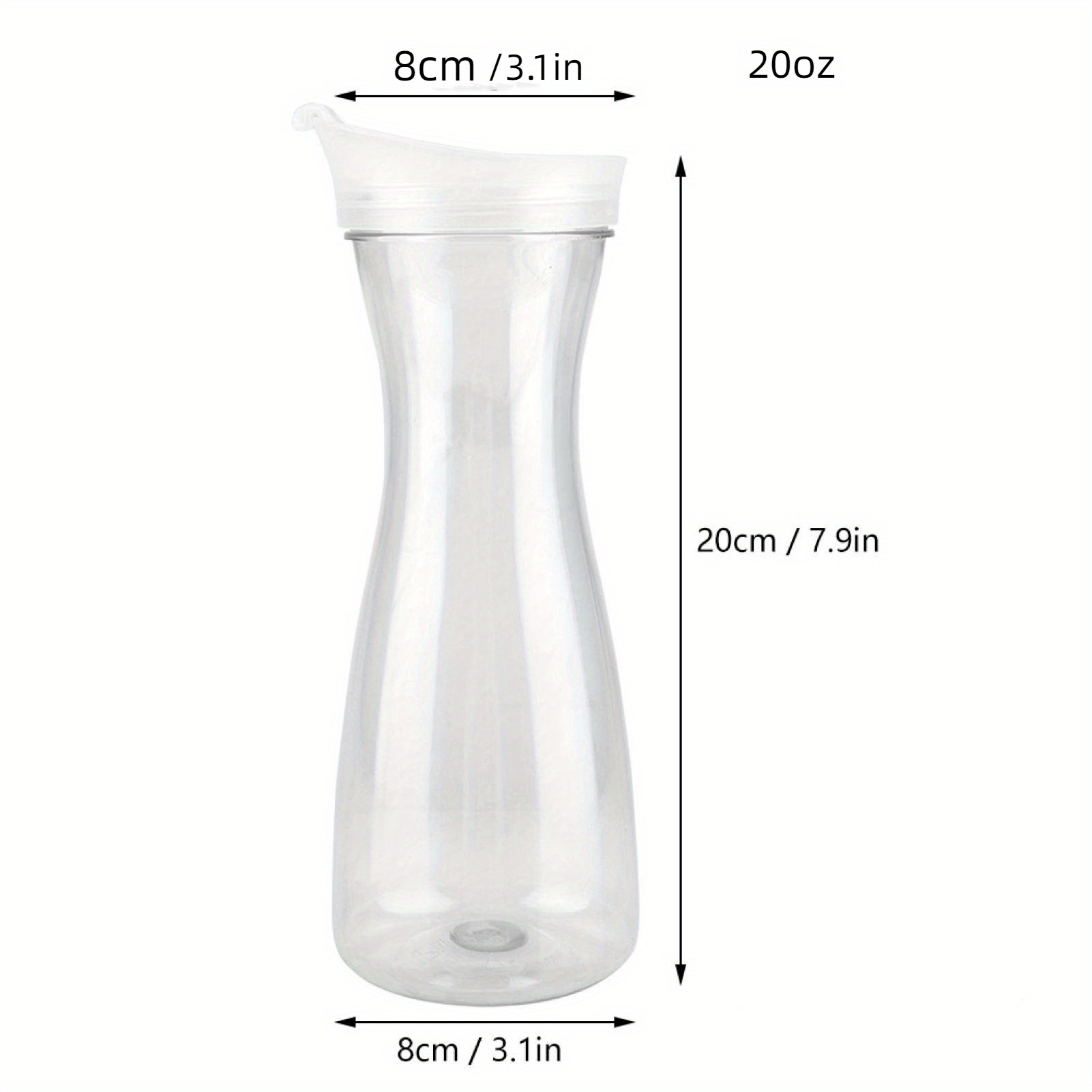 Carafe Juice Jar Beverage Decanter, Clear Acrylic Wine / Juice Decanter  with Lid, 20 oz.