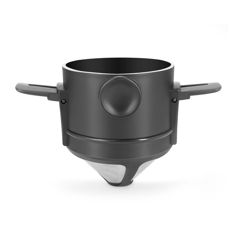 Stainless Steel Portable Coffee Filter Cup - Foldable, Hand-flush Design With Ear Hook For Easy Hanging, No Paper Needed
