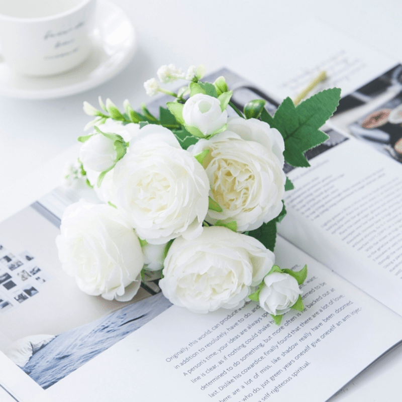 Rose Bianche Fiori Artificiali Peonie Seta Vasi Decorativi - Temu Italy