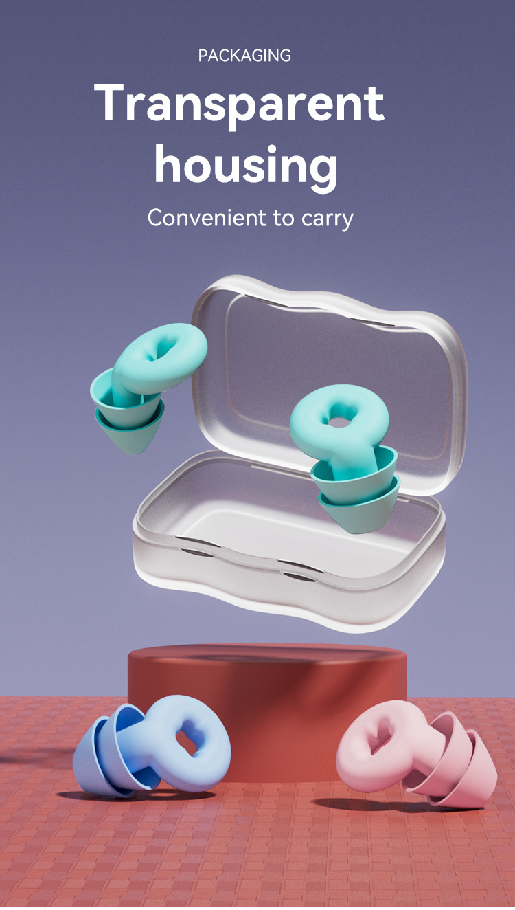 2 Pairs/Pack Anti-Noise Ear Plug Sound Insulation Ear Protection Earplugs  Sleeping Plugs Waterproof Silicone Swim Earplugs Soft