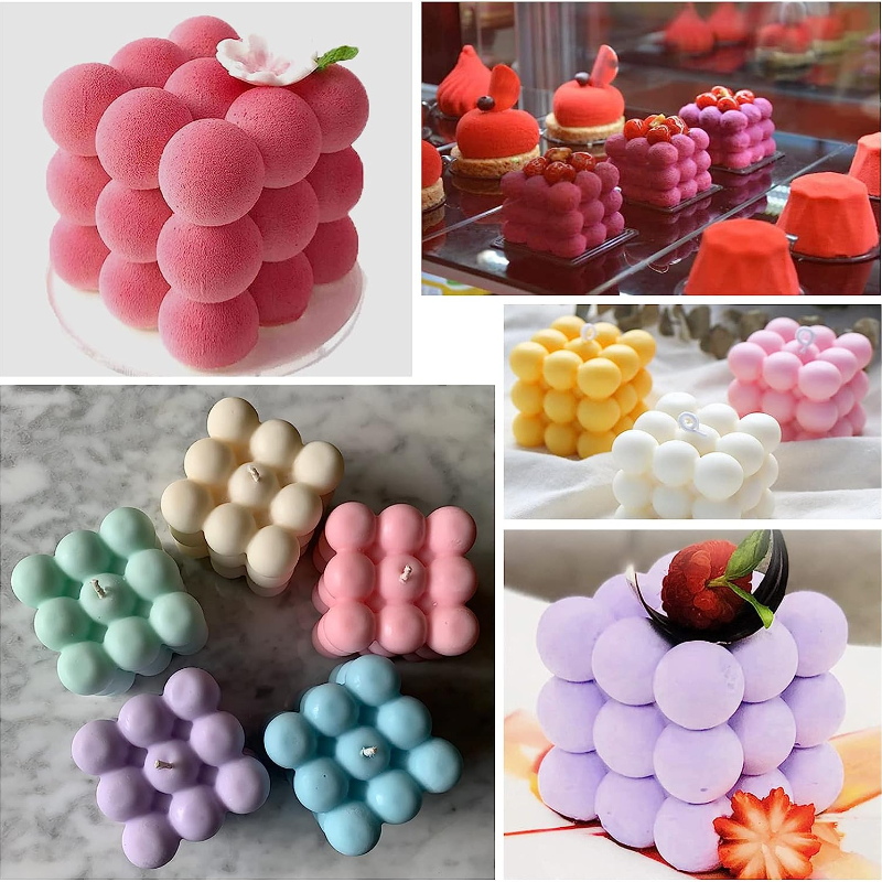 SILICANDO Bubble Candle Silicone Mold, 15 in1 Handmade Soy Wax Mold, 3D  Mini Bubble Cube Ball Resin Candle Mold, Mousse Cake Mold for Soap,  Pudding