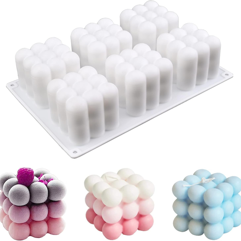 

3d Bubble Candle Molds Bubble Cube Silicone Mold For Candles Soap Making, Bubble Cake Mold For Baking Dessert Mousse Cake Jelly Ice Cream