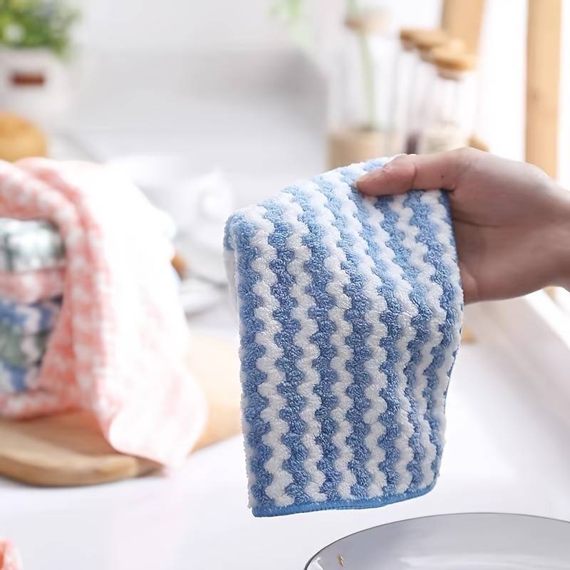 5pcs Kitchen Dish Cloths Soft Absorbent Dish Rag Reusable Dish Towels Household Washable Cleaning Cloth Housework Clean Towel Kitchen Cleaning