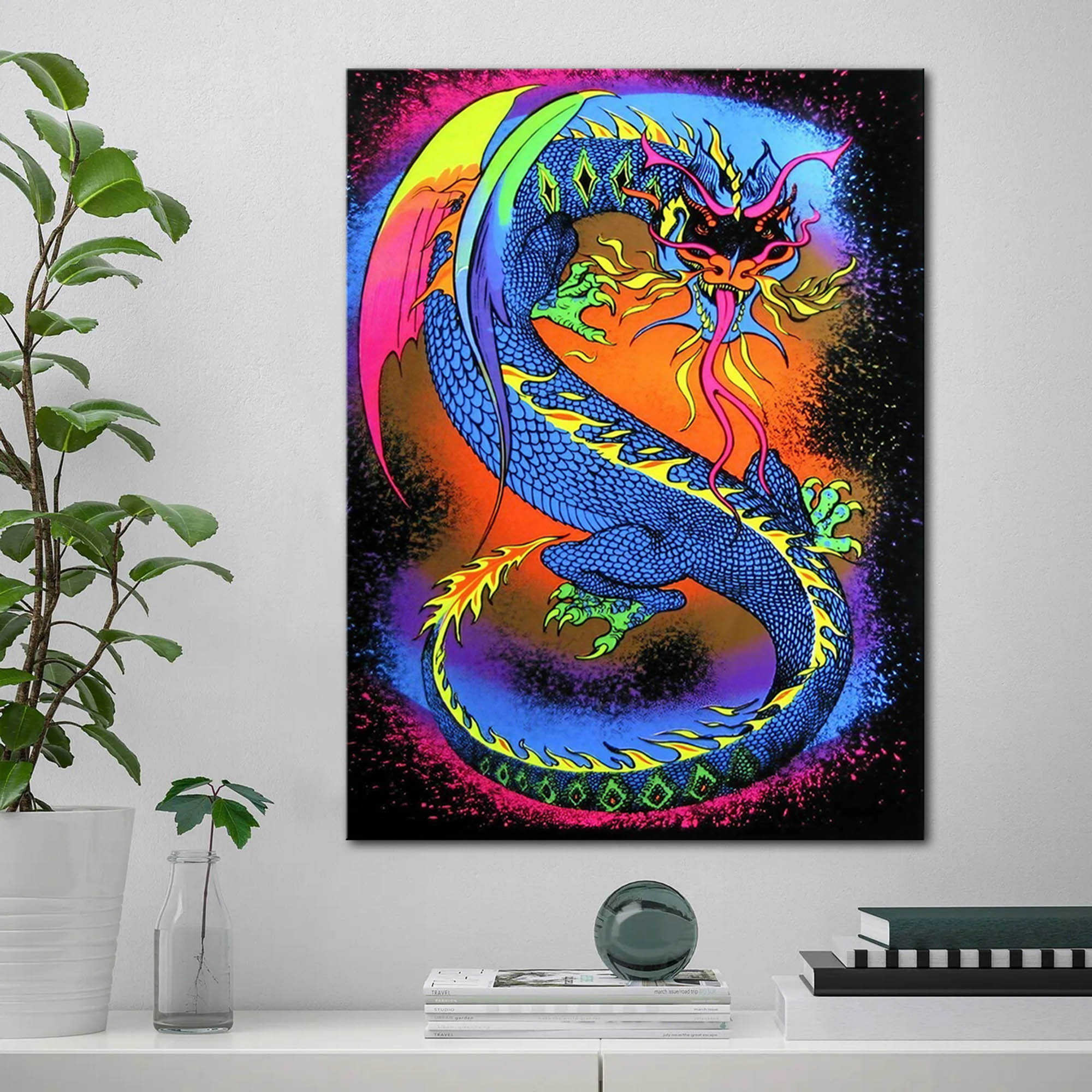 Y2k Style Dragon Uv Light Room Decor Poster Aesthetic Back - Temu