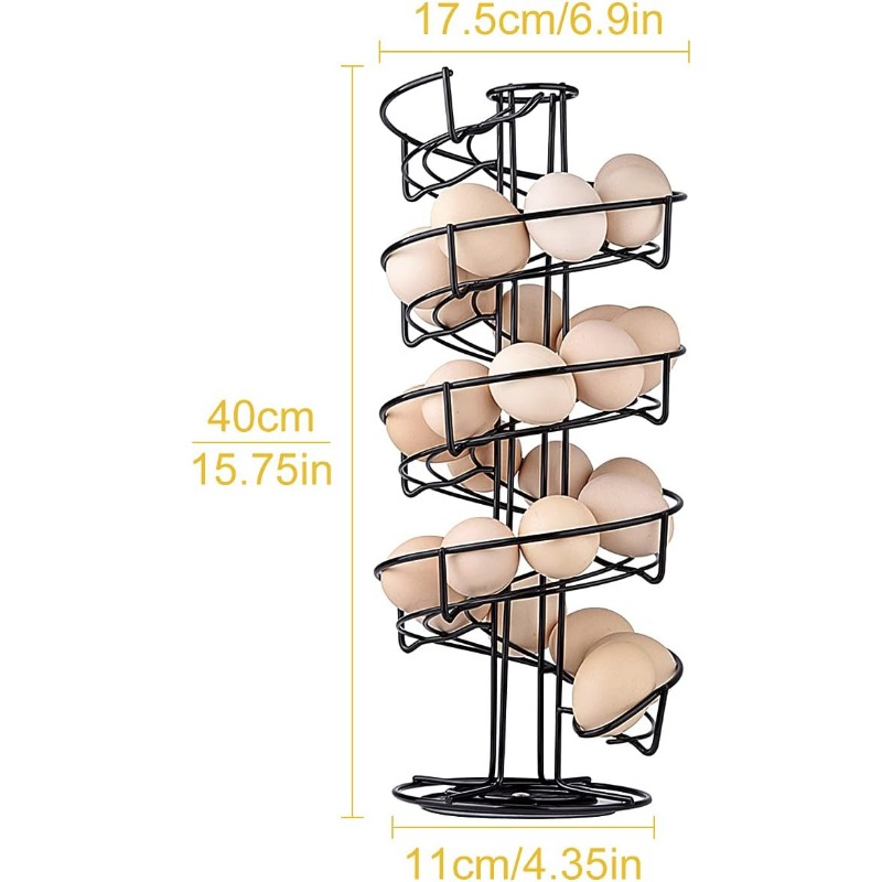 Rotating Egg Organizer Basket, Spiral Design Metal Egg Rack, Stable Base  Egg Dispenser Rack, Large Capacity Egg Storage Display Holder Rack, Egg  Rack