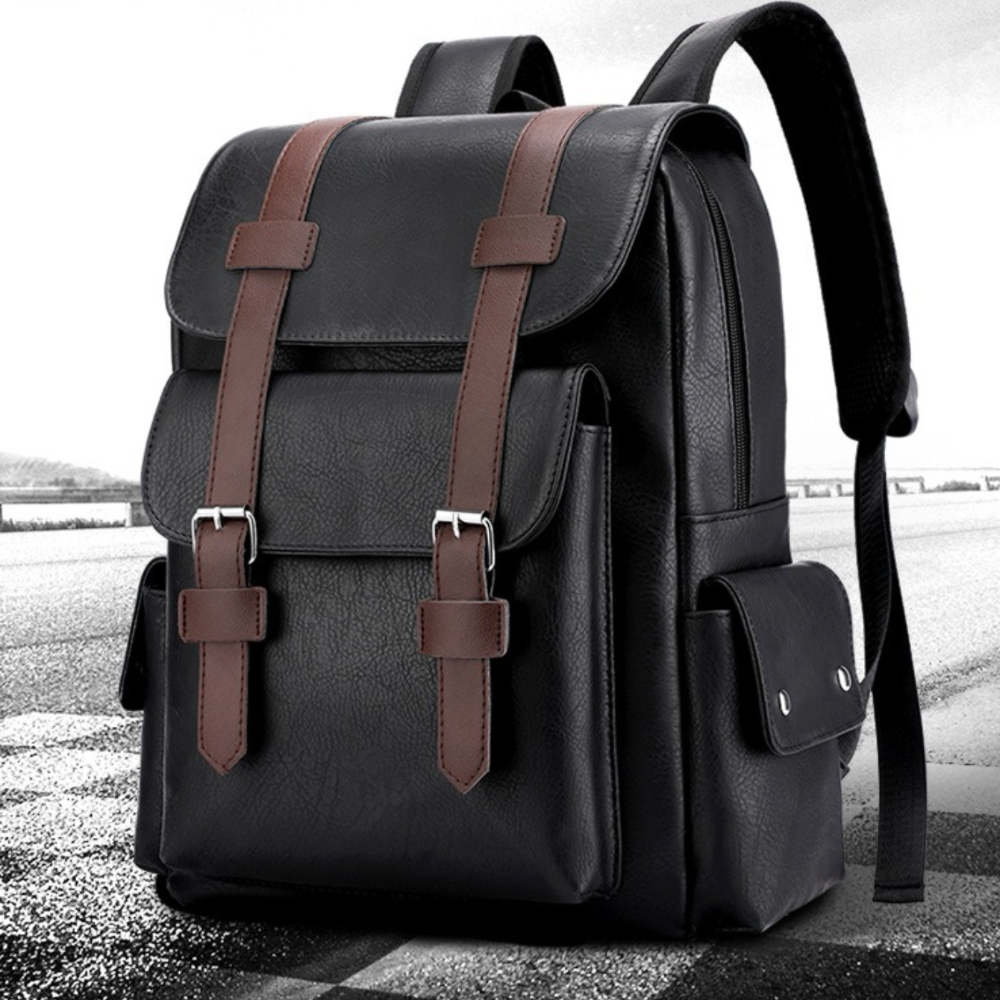 

1pc Large Capacity Backpack Business Computer Bag, Travel Bag Student Bag School Bag Men's Bag Pu Leather Bag Luggage Bag, Outdoor Travel Bag