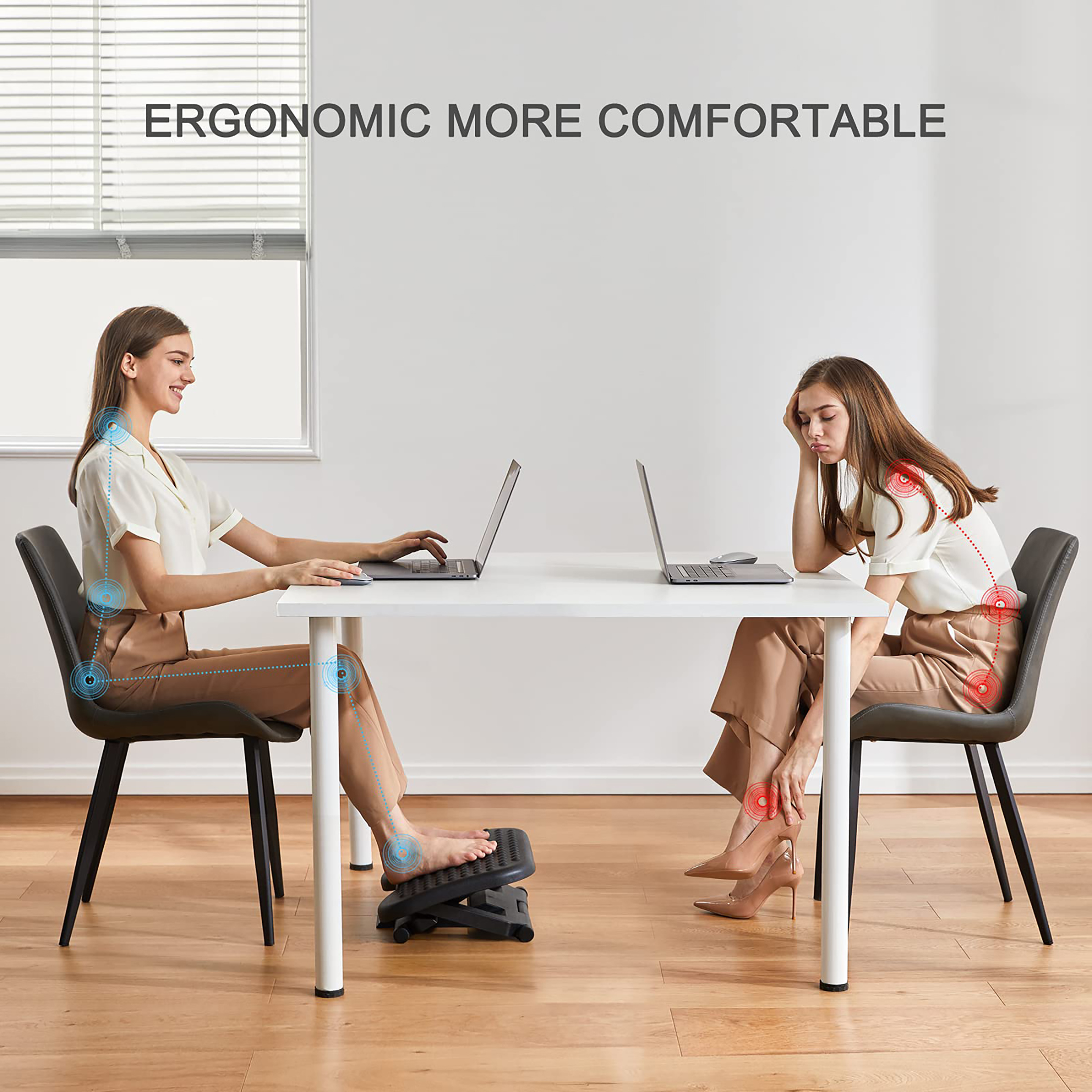 Black Ergonomic Height Adjustable Standing Foot Rest Relief Platform for  Standing Desks
