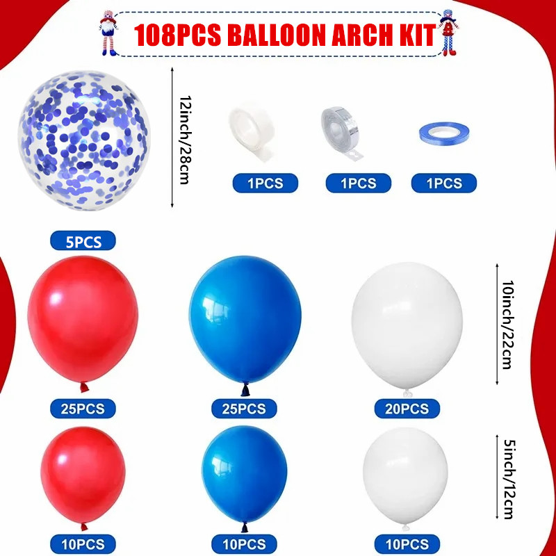Navy Red White Balloon Garland Kit For Boy Blue Confetti - Temu