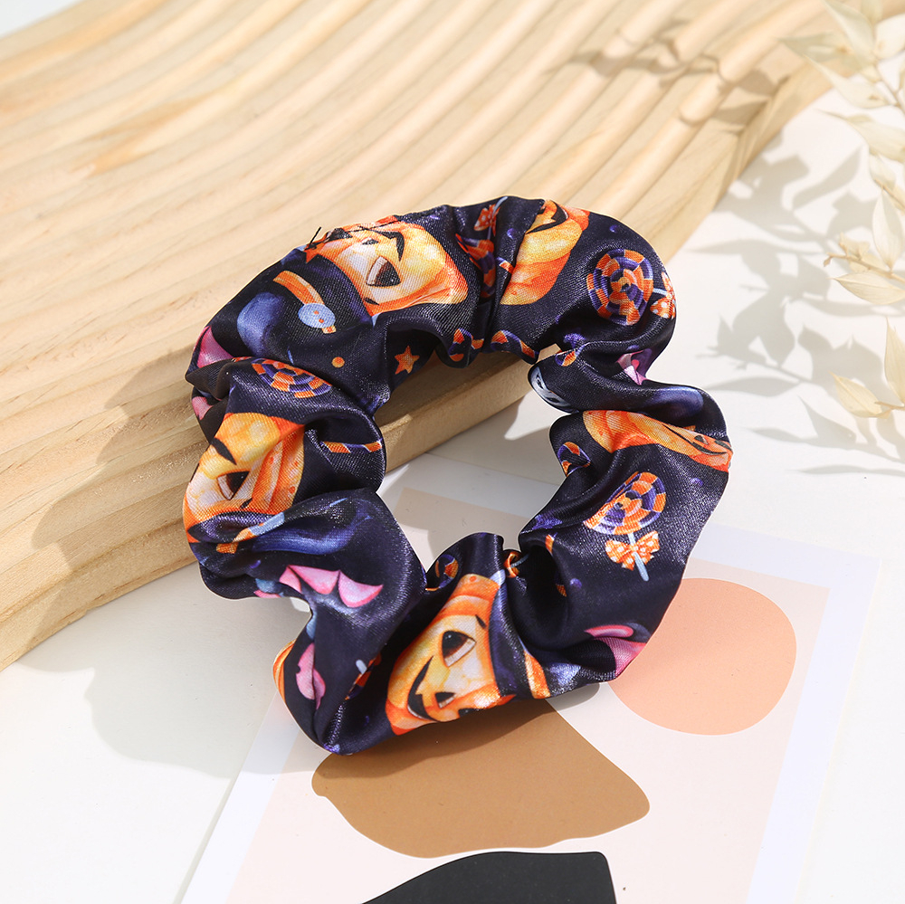 Halloween Hair Scarves Tie Pumpkin Skull Pattern Hair Ring Ponytail Holder  Hair Rope Women Girls Hair Accessories - Temu