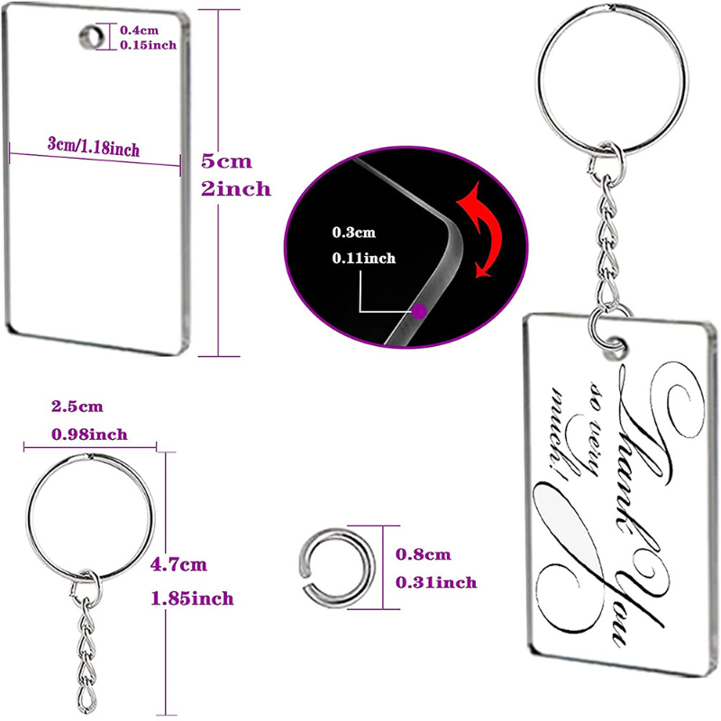 Sublimation Blanks Acrylic Keyring W/ White Tassel (Heart, 5*5*0.4