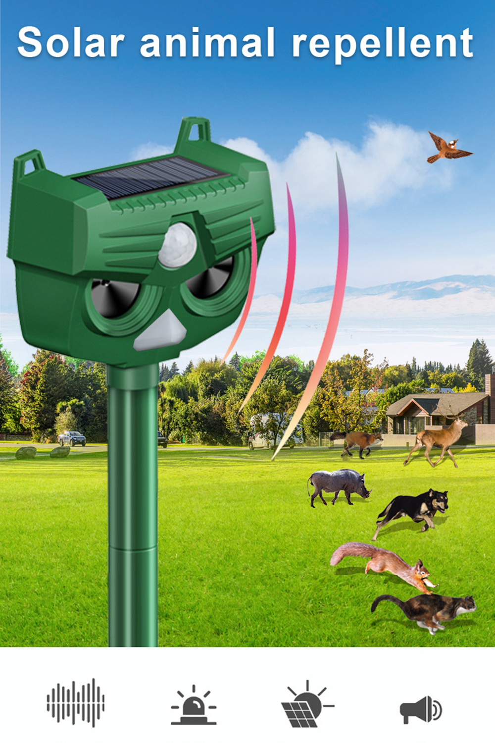 Genieforce® Ultrasonic Animal Scare Combat+ Smart 360° for Cats