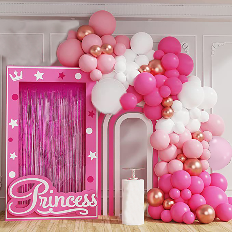 Kit de guirlande de ballons rose vif avec ballons verts métallisés bleus en  latex pour anniversaire, mariage, fête prénatale, fiançailles, fête