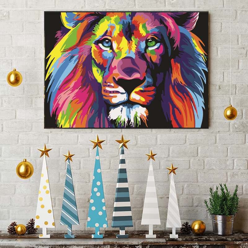 Paint by Number Kit for Adults Kids Beginner DIY Colorful Lion 16x20 inch