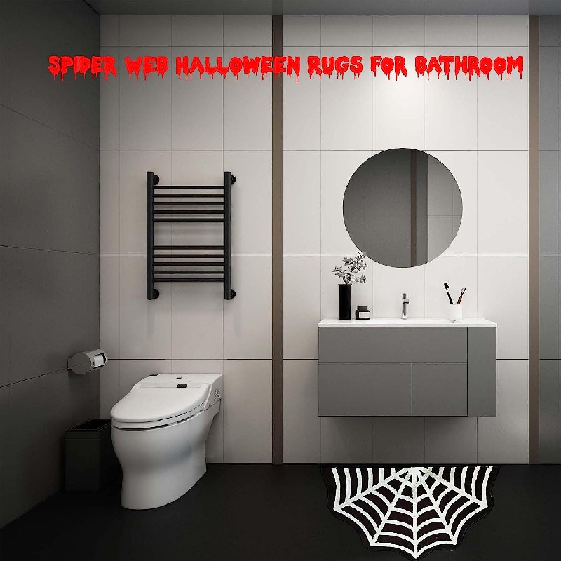 SDJMa Halloween Witch Bat Spider Bath Mat Non Slip Super Absorbent Pumpkin  Doormat Area Rug for Bathroom Kitchen Home Decors 24 x 16 inch,summer sale  