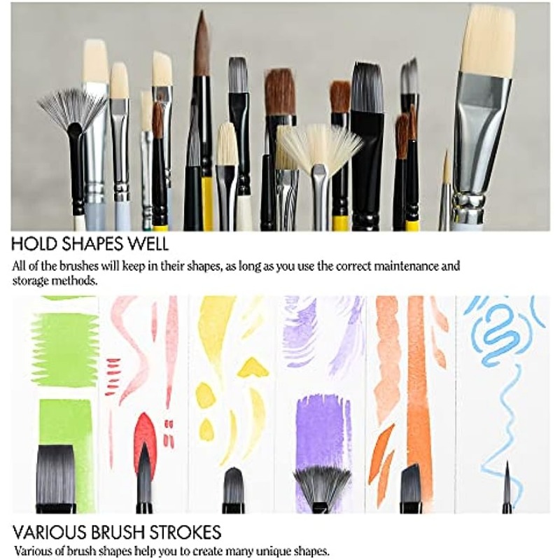 Nicpro 10 PCS Round Paint Brush Set Artist Painting Brushes for Waterc