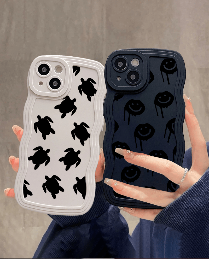 2pcs Funda Teléfono Diseño Tortuga Cara Feliz Iphone 14 13 - Temu